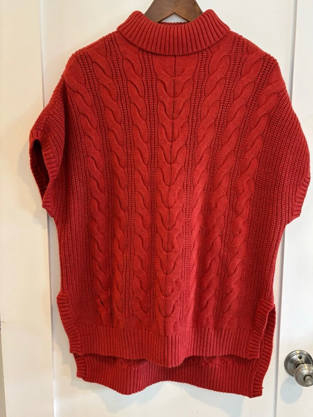 Pact burnt orange cable knit poncho sweater oversized XS/S